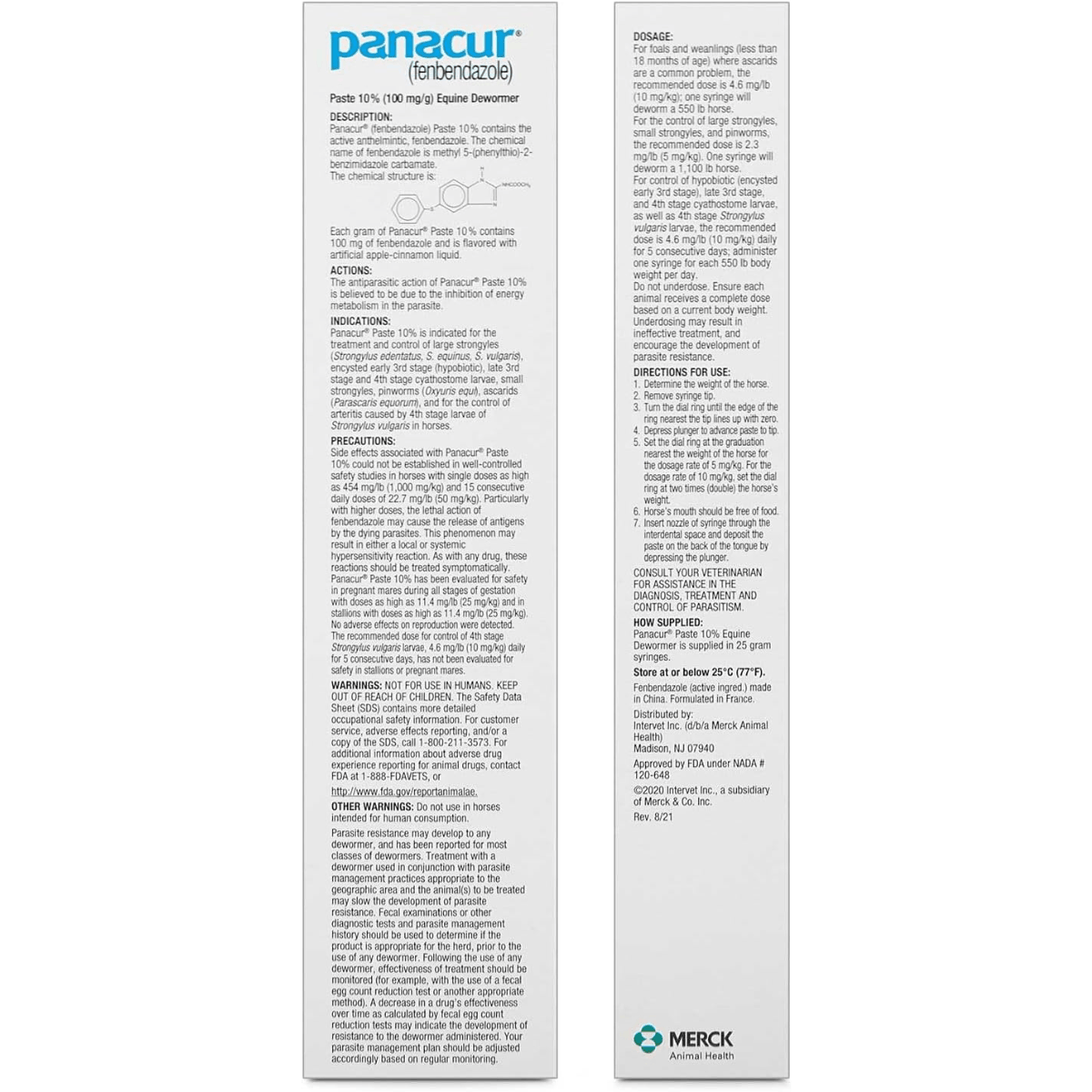 Panacur Equine Dewormer Paste 10 Percent Fenbendazole – Apple Cinnamon 3 Pack