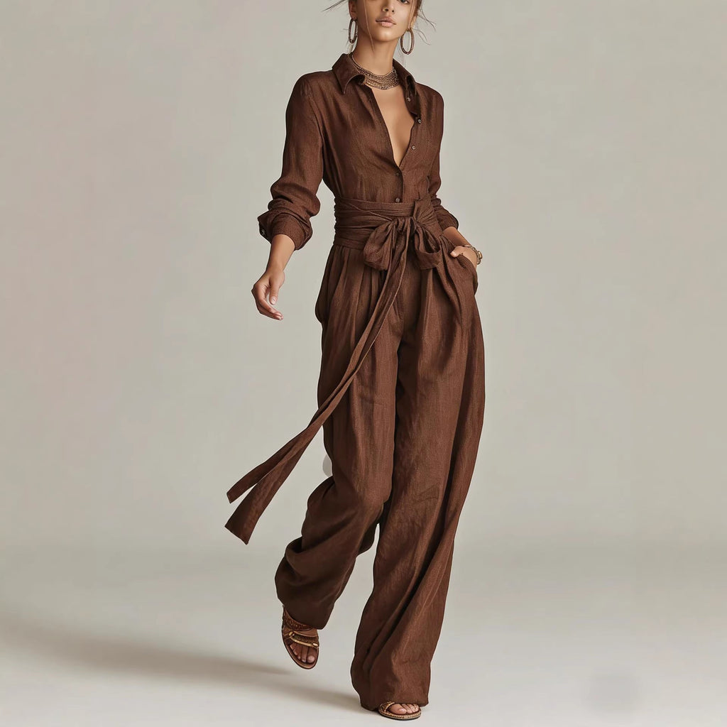 Solid Color Fashion Casual Pants Set for Women