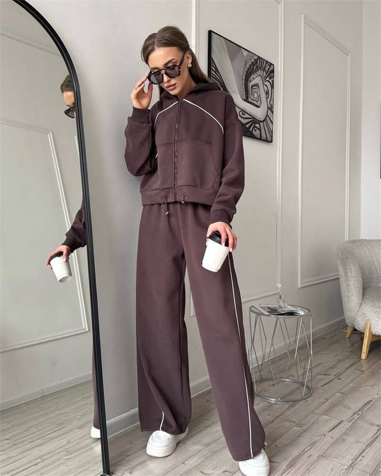 Women’s Sportswear Set Solid Color Cardigan Set