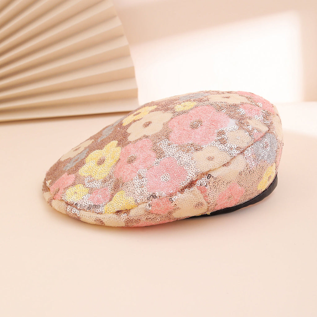 Sequin Flower Beret – Trendy Painter's Hat for Women | Outdoor & Everyday Style