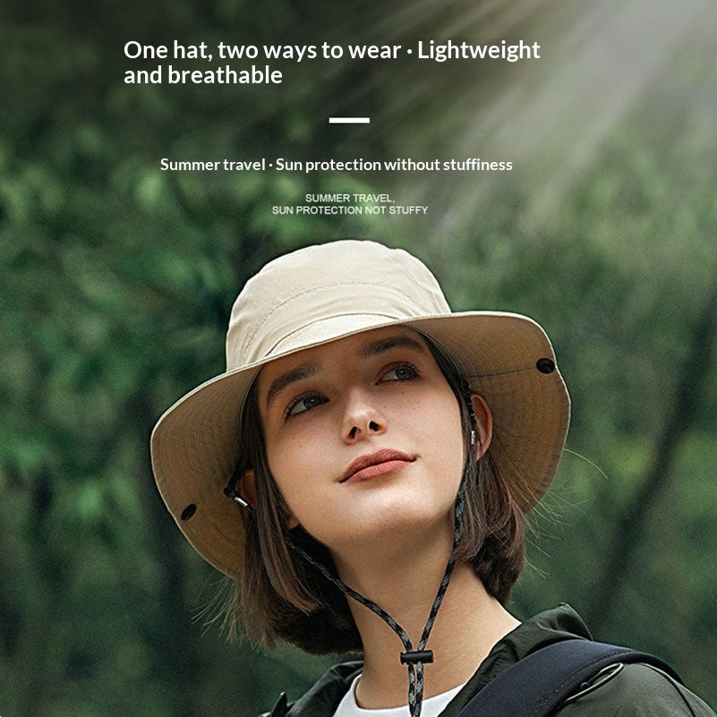 Wide-Brim UV Protection Nylon Sun Hat – Breathable Outdoor Hat for Women & Men