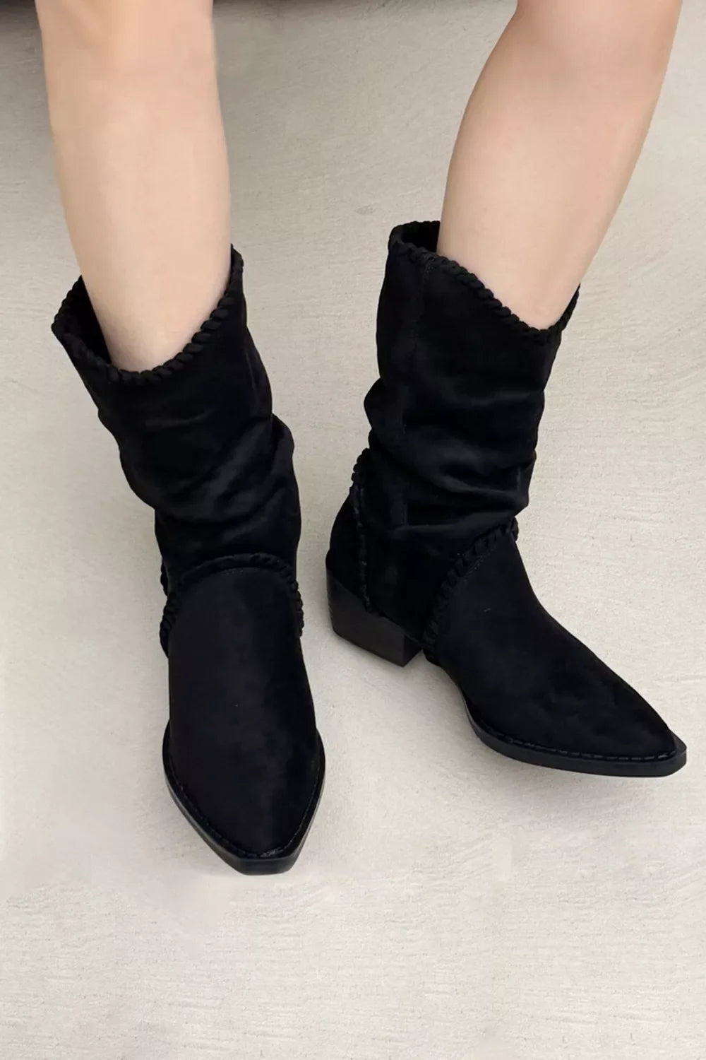 Point Toe Block Heels Boots