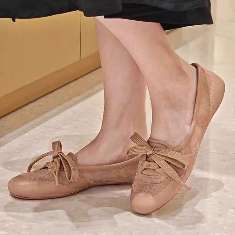 Women's Vintage Lace-Up Flat Ballet Loafers – Comfort Casual Flats