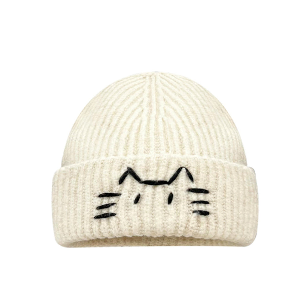 Women’s Cute Cat Line Design Knitted Hat – Warm Fall & Winter Beanie