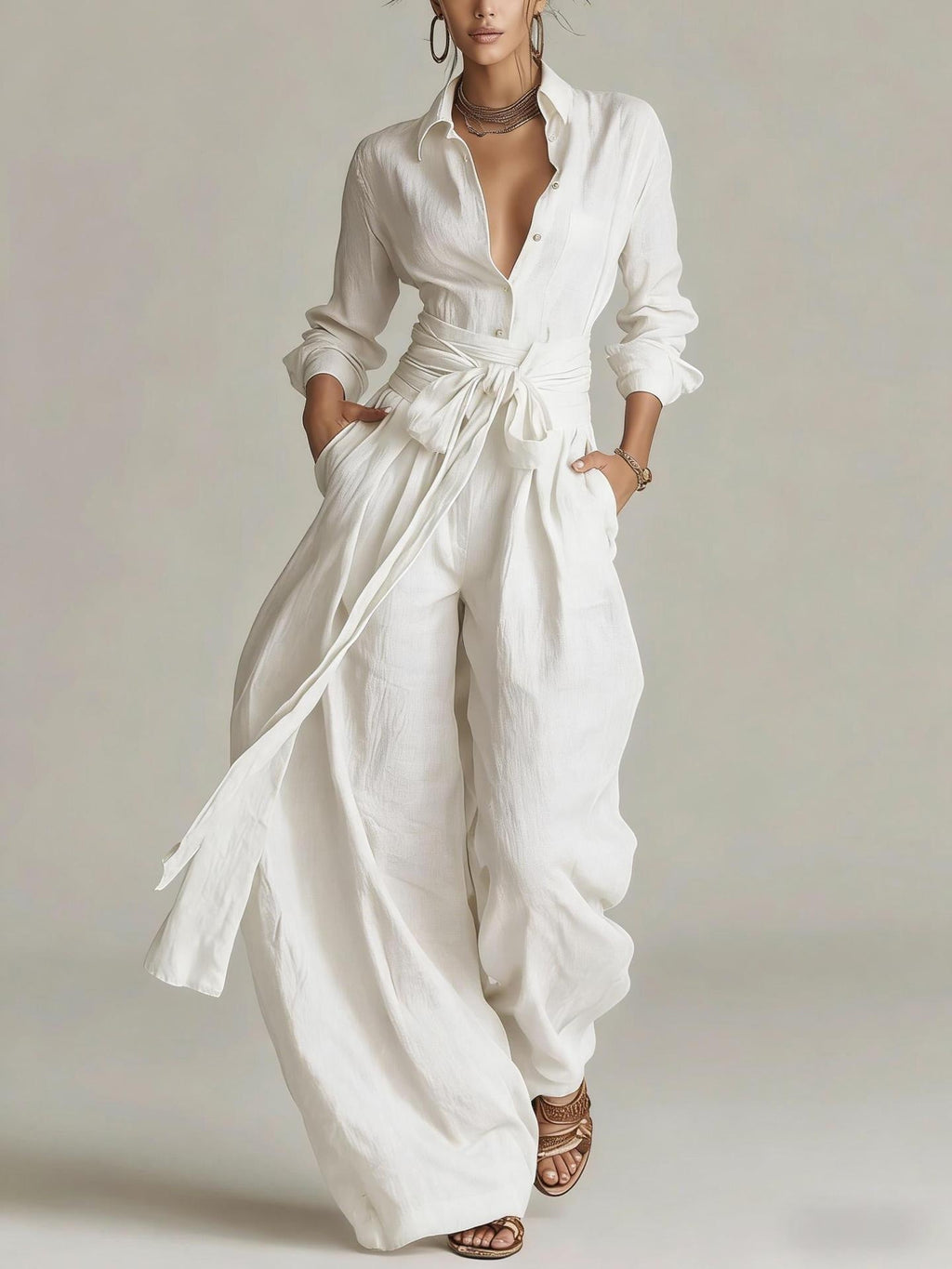 Solid Color Fashion Casual Pants Set for Women