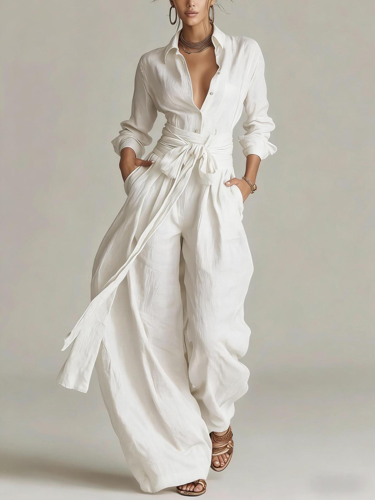 Solid Color Fashion Casual Pants Set for Women