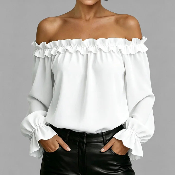 Women's Ruffle Off-Shoulder 3/4 Sleeve Elegant Shirt
