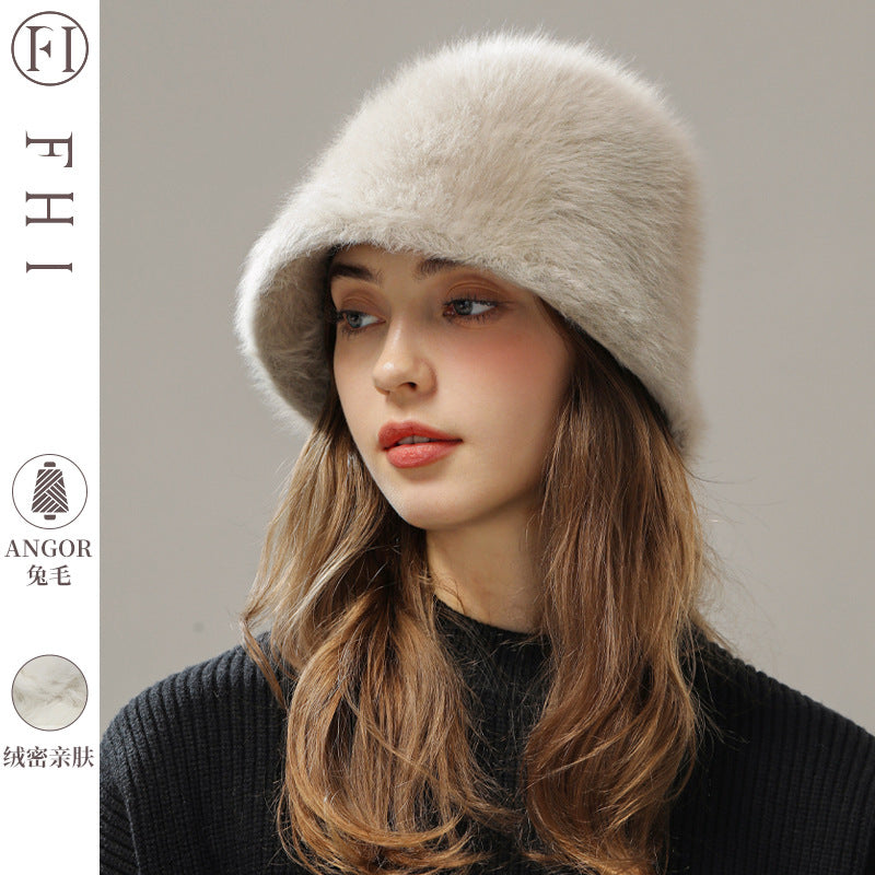 Women’s Real Rabbit Plush Hat – Big Head Circumference Warm Winter Hat