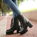 Women’s Chunky Heel PU Martin Boots