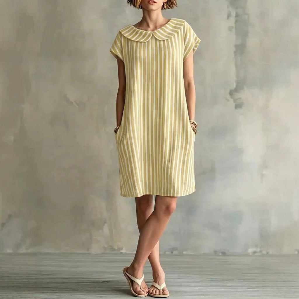 Women's Striped Bodycon Midi Dress – High-Waist Sleeveless