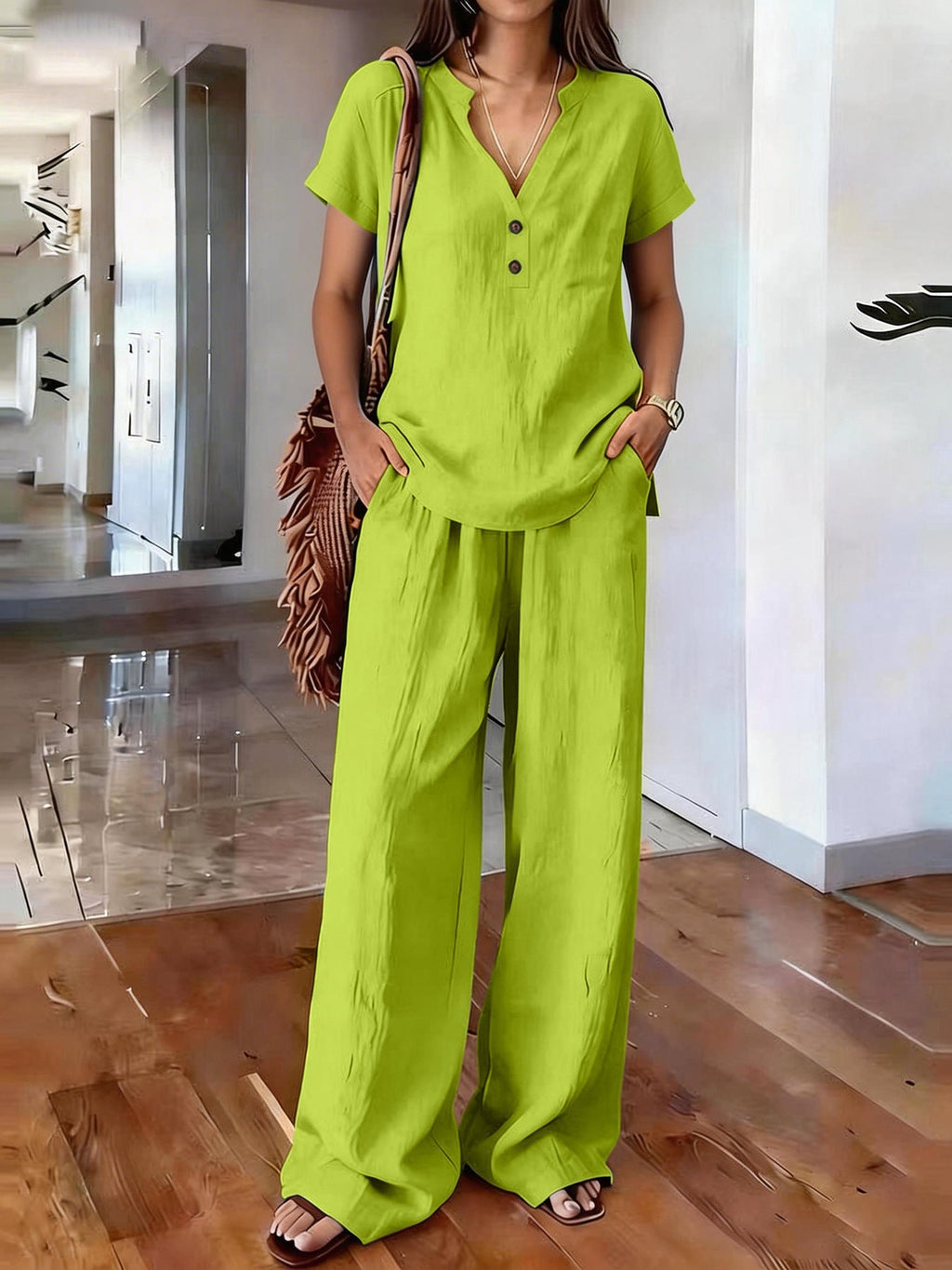 Women’s Casual Solid Color Two Piece Set