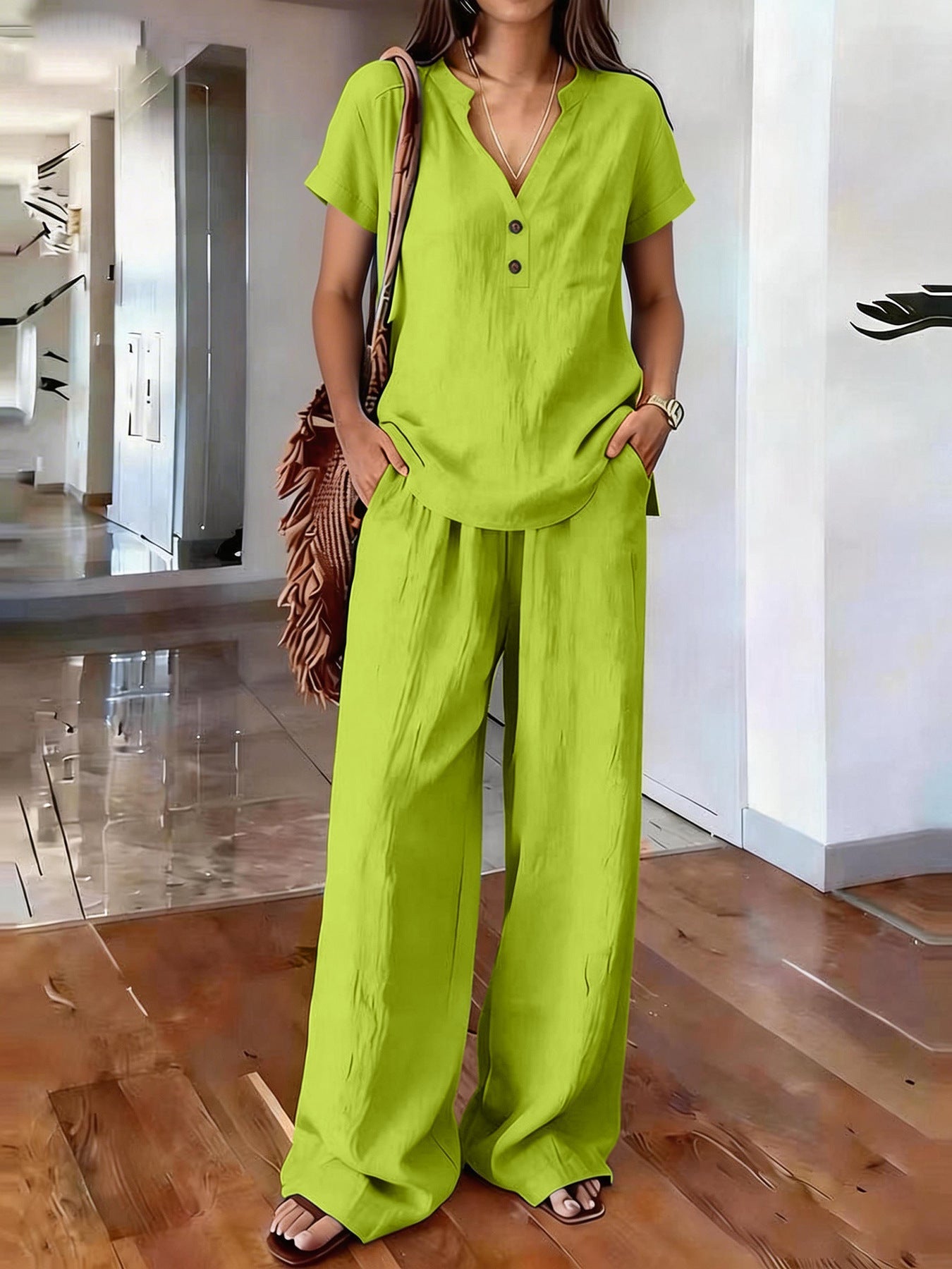 Women’s Casual Solid Color Two Piece Set