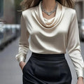 Elegant Satin Blouse - Women's Versatile Long Sleeve Shirt