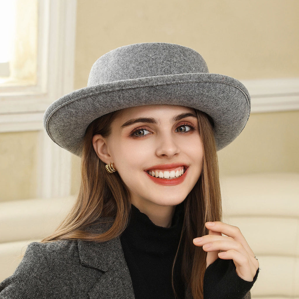 Vintage Bow British Retro Flat Top Hat for Women