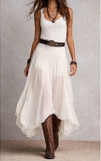 Women's Bohemian Sleeveless Ruched Waist Chiffon Maxi Dress