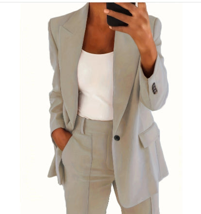 Lapel Blazer & Slim-Fit Trousers Two-Piece Suit – 10 Colors XS–5XL