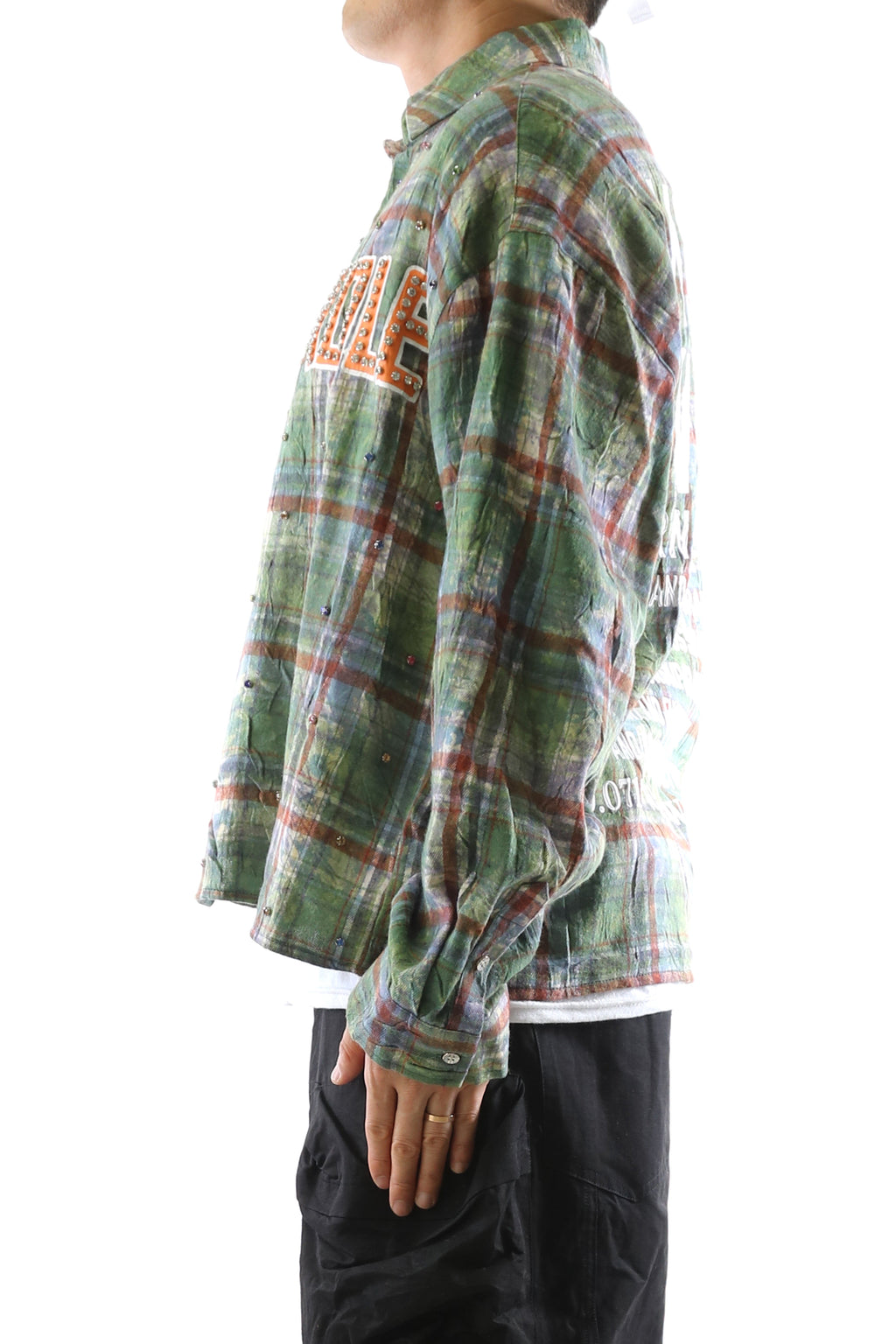 WELD Long Sleeve Washed Flannel Crop Top Button Down Shirt
