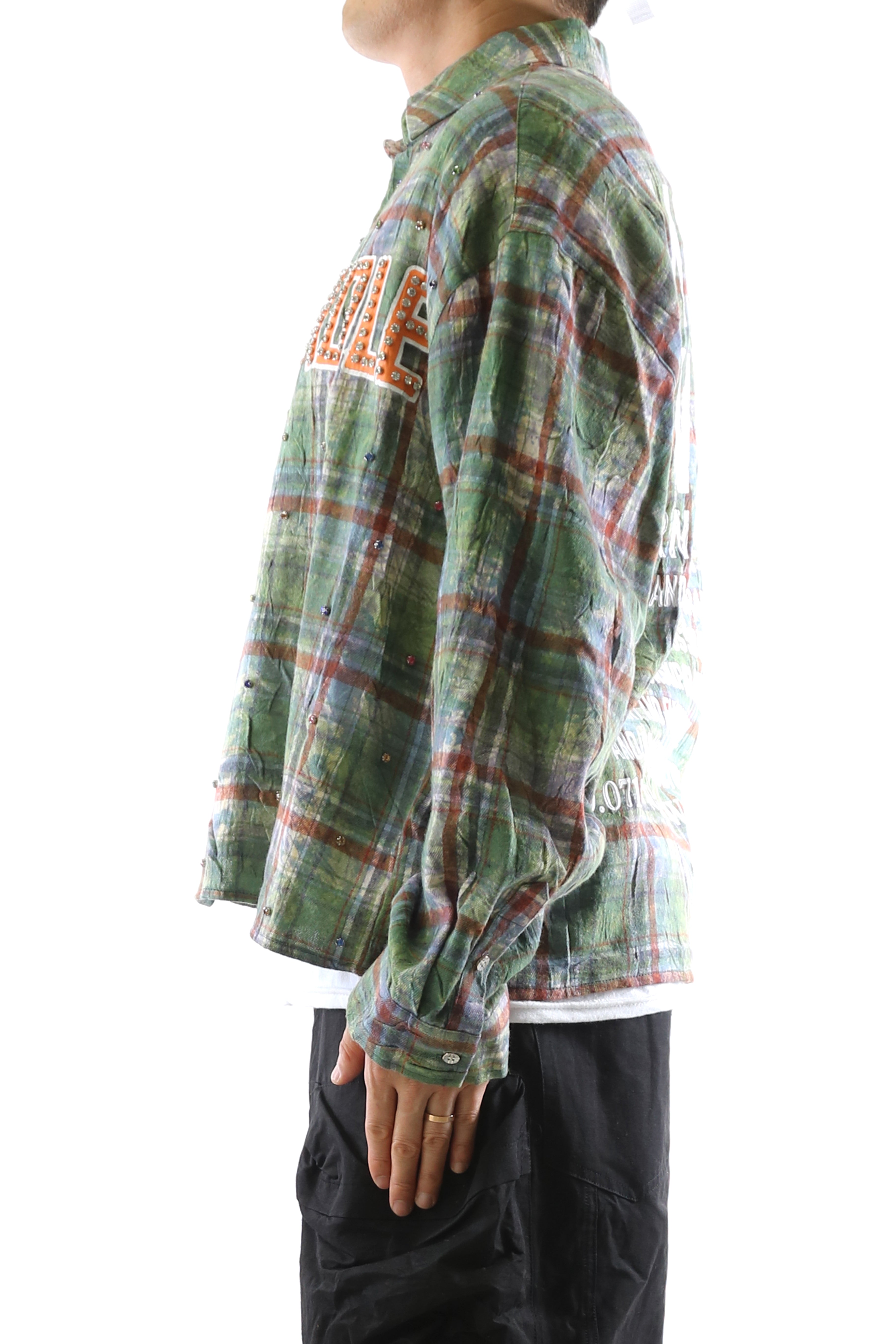 WELD Long Sleeve Washed Flannel Crop Top Button Down Shirt