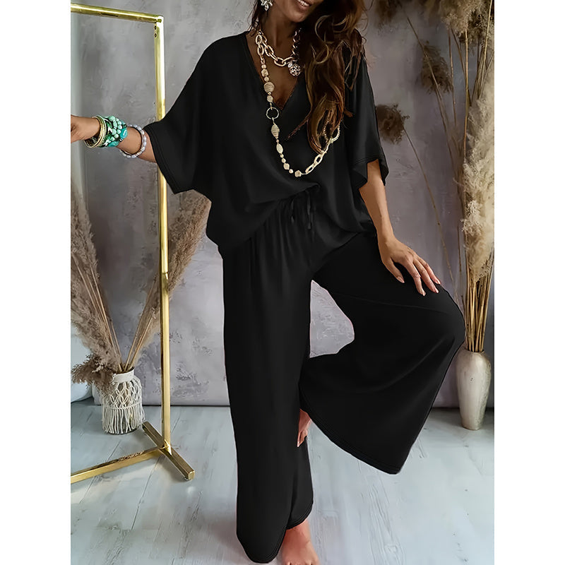 Women’s Lounge Set with Wide Leg Pant