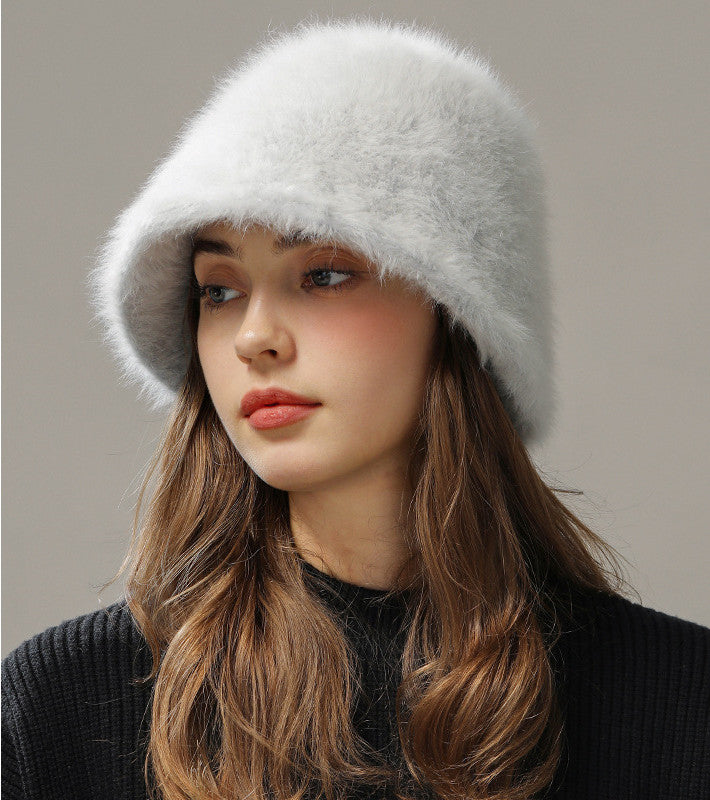 Women’s Real Rabbit Plush Hat – Big Head Circumference Warm Winter Hat