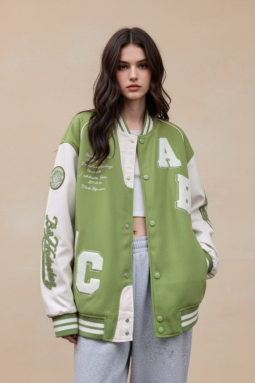 Y2K Oversized Lamb-Wool Bomber Jacket Women