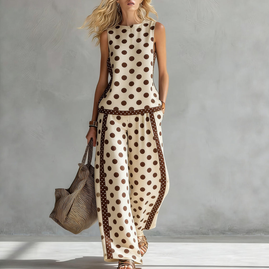 Women's Sleeveless Printed Tank Top & Wide-Leg Pants Two-Piece Set