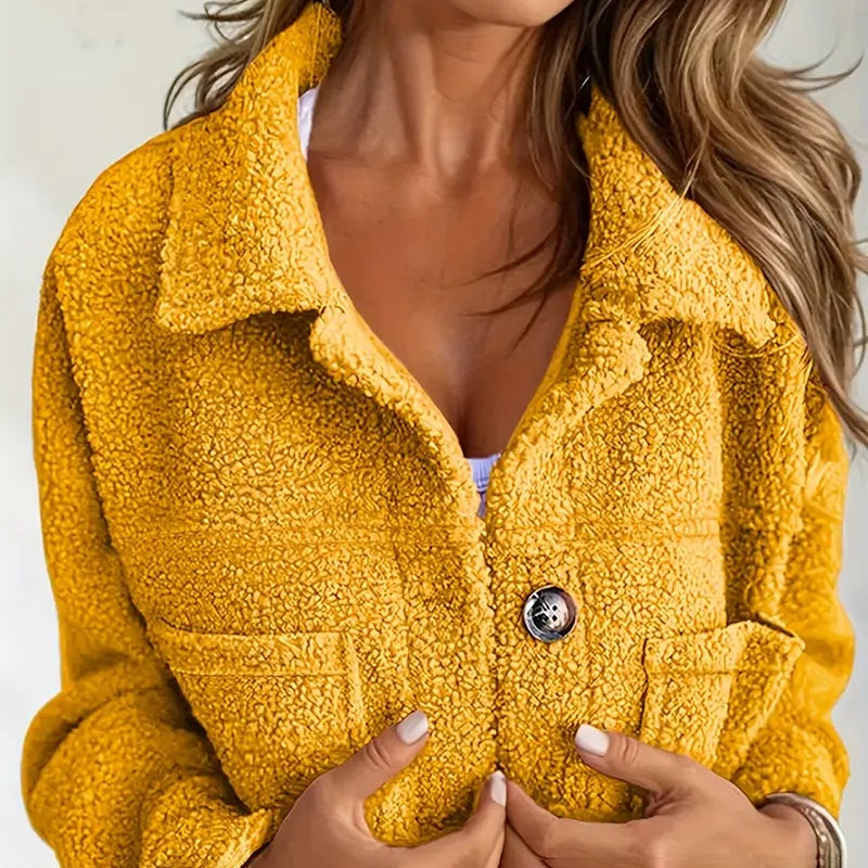 Plus Size Women’s Solid Color Sherpa Jacket