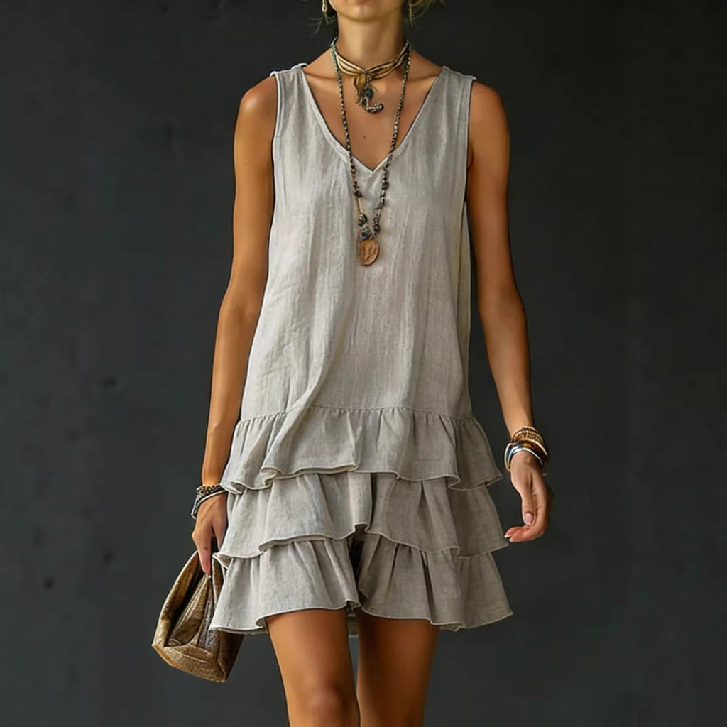 V-Neck Sleeveless Midi Dress – 5 Colors, S–2XL
