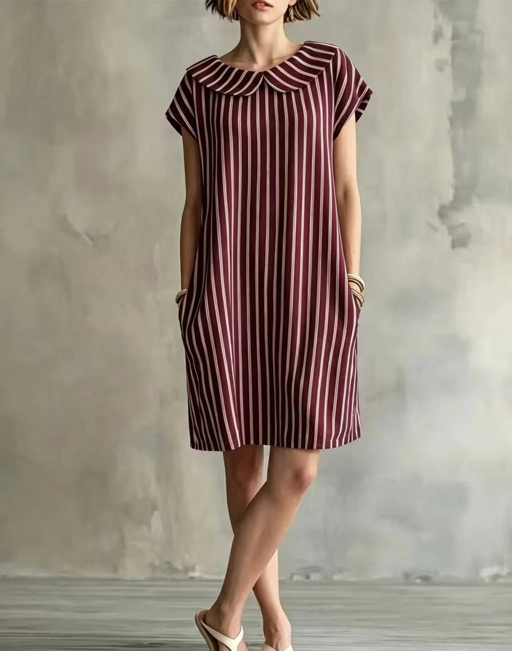Women's Striped Bodycon Midi Dress – High-Waist Sleeveless