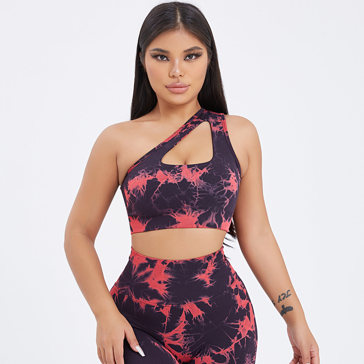 Seamless One-Shoulder Bra & Scrunch Leggings Set - High Waisted Yoga Pants