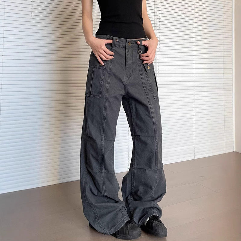 Women’s Straight Leg Slightly Flared Washed Casual Pants