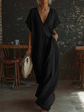 Lace-Trimmed Loose Long Dress for Women