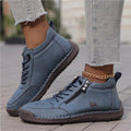 Women's Handmade Stitched Flat Shoes – Soft Sole Lace-Up Casual Flats