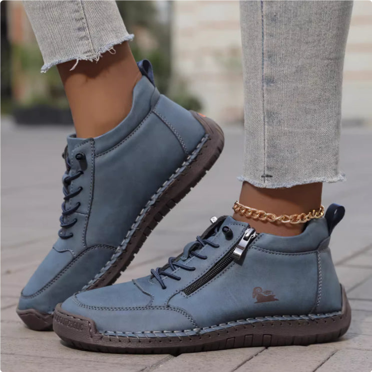 Women's Handmade Stitched Flat Shoes – Soft Sole Lace-Up Casual Flats