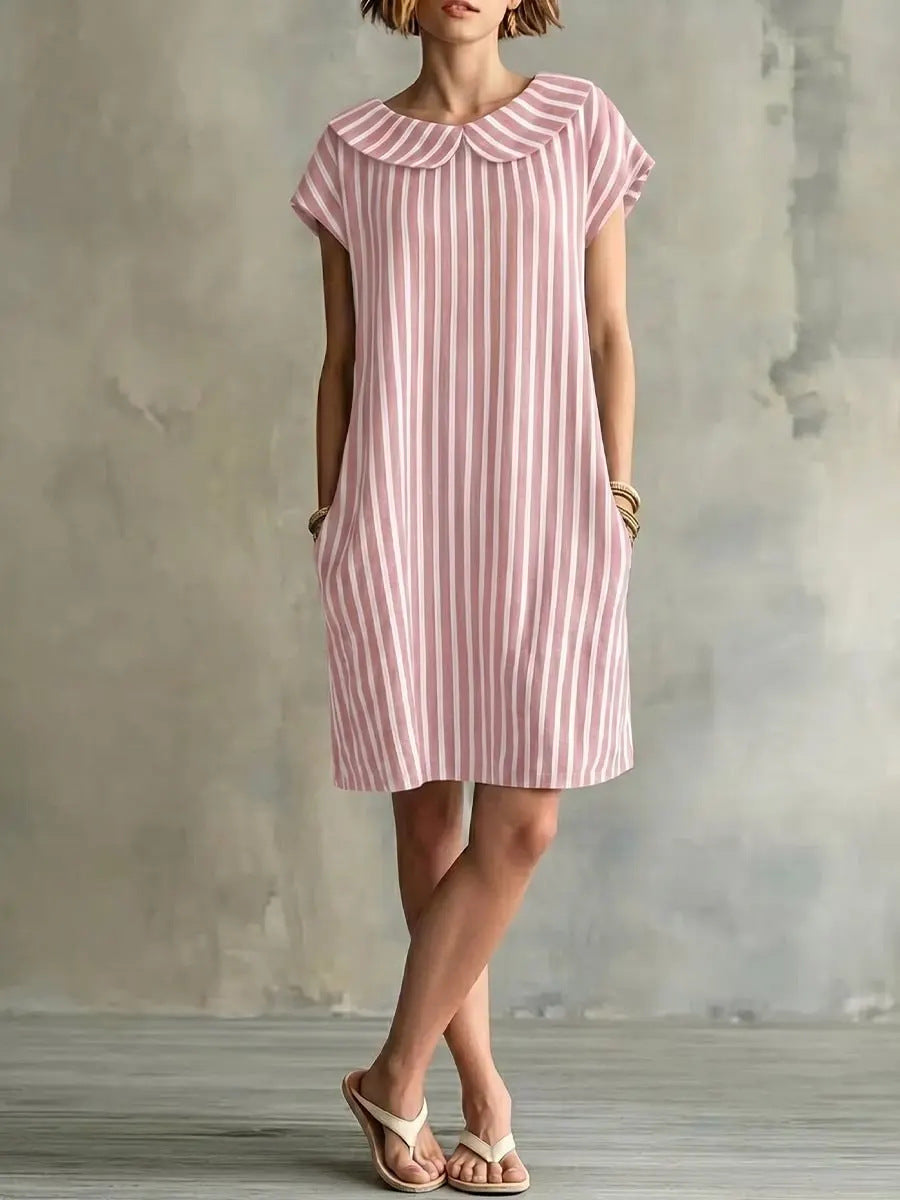 Women's Striped Bodycon Midi Dress – High-Waist Sleeveless