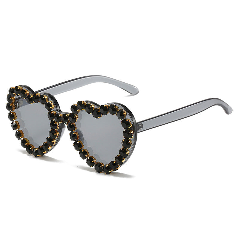 Peach Heart Rhinestone Sunglasses – Y2K INS Style