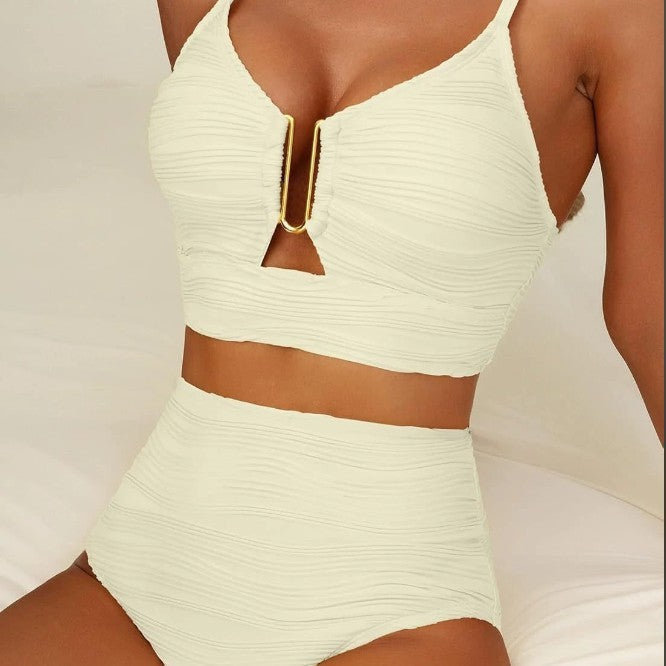 Women's Solid Color Gathering Swimsuit
