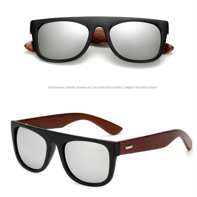 Bamboo Wooden Arms Sunglasses Men Women Black Sunglass
