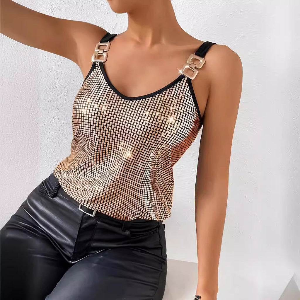 ✨ Women's Summer Sequined Suspender Chain Vest Top