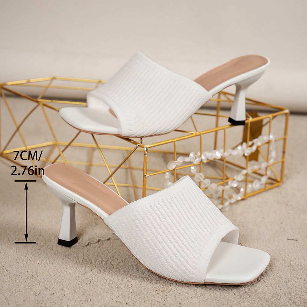 Women's Square Toe Chunky Heel Slide Sandals – Mesh Outdoor Summer