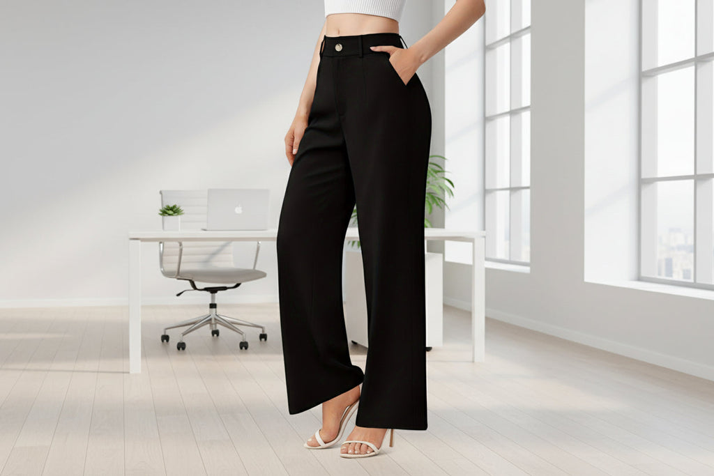 Women’s Elegant Suit Pants with Pockets – Office Trousers