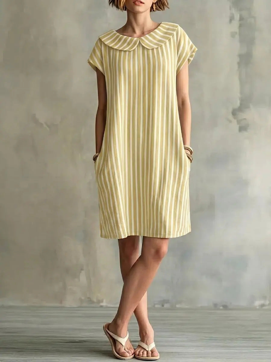 Women's Striped Bodycon Midi Dress – High-Waist Sleeveless