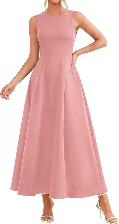 Women's Slim-Fit Long Vest Dress – A-Line High-Waist Sleeveless