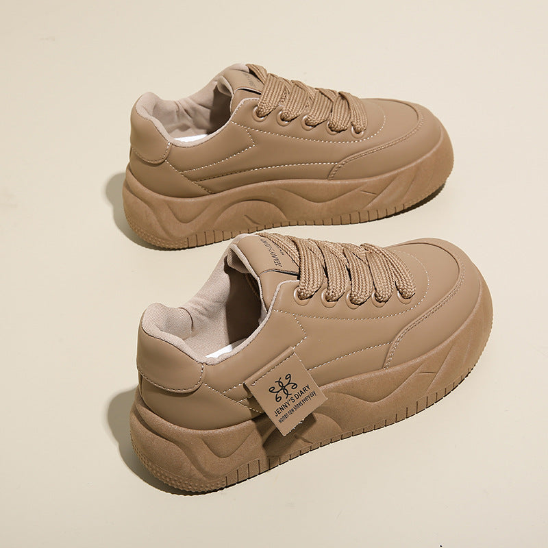 Color Block Height Increasing Sneakers – Lace-Up Low Top