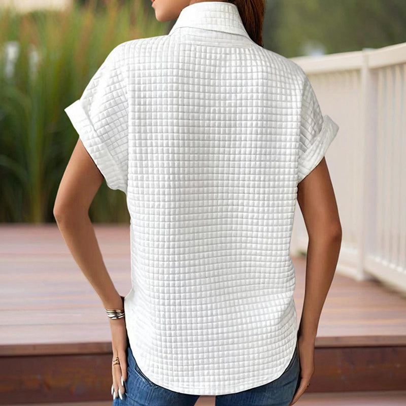 Women’s Textured Cuff Short‑Sleeve Tee