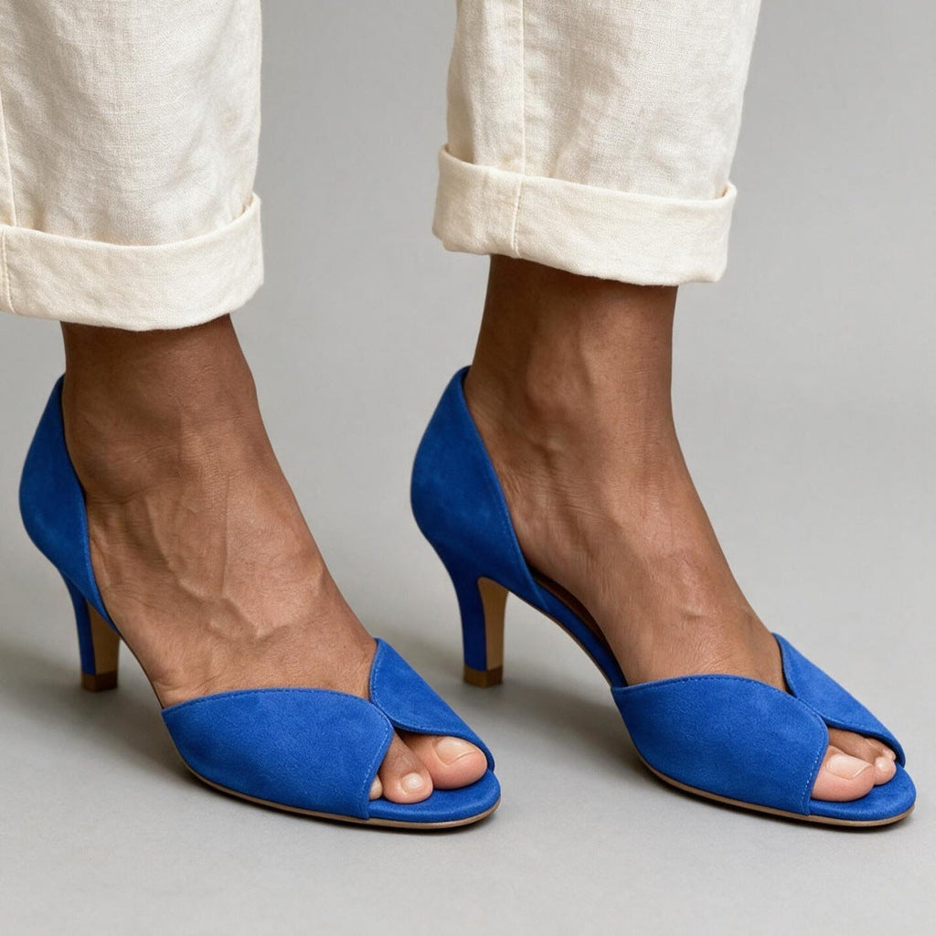 Golden fish mouth slim heel high-heeled open toed sandals for women
