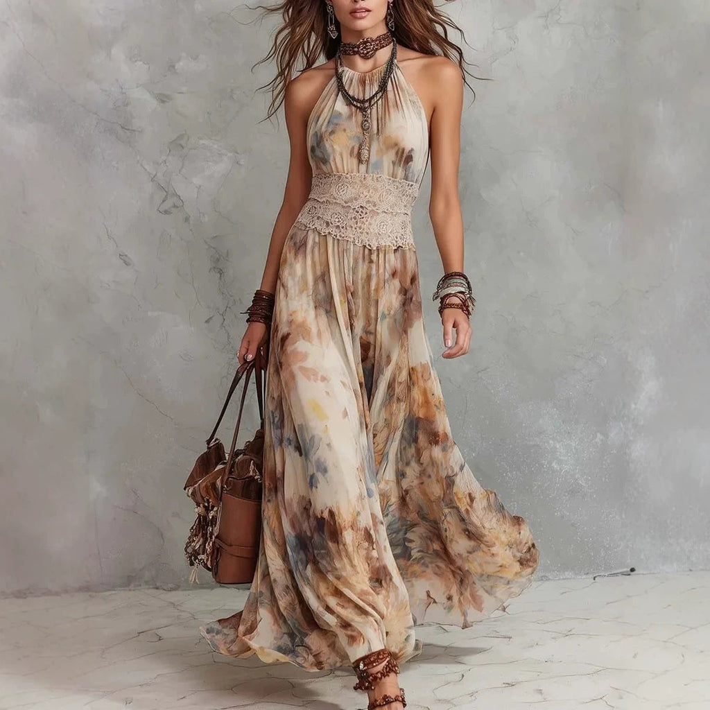 Women's Strapless Backless Floral Maxi Dress | French Vintage Fairy Skirt Beach Dress