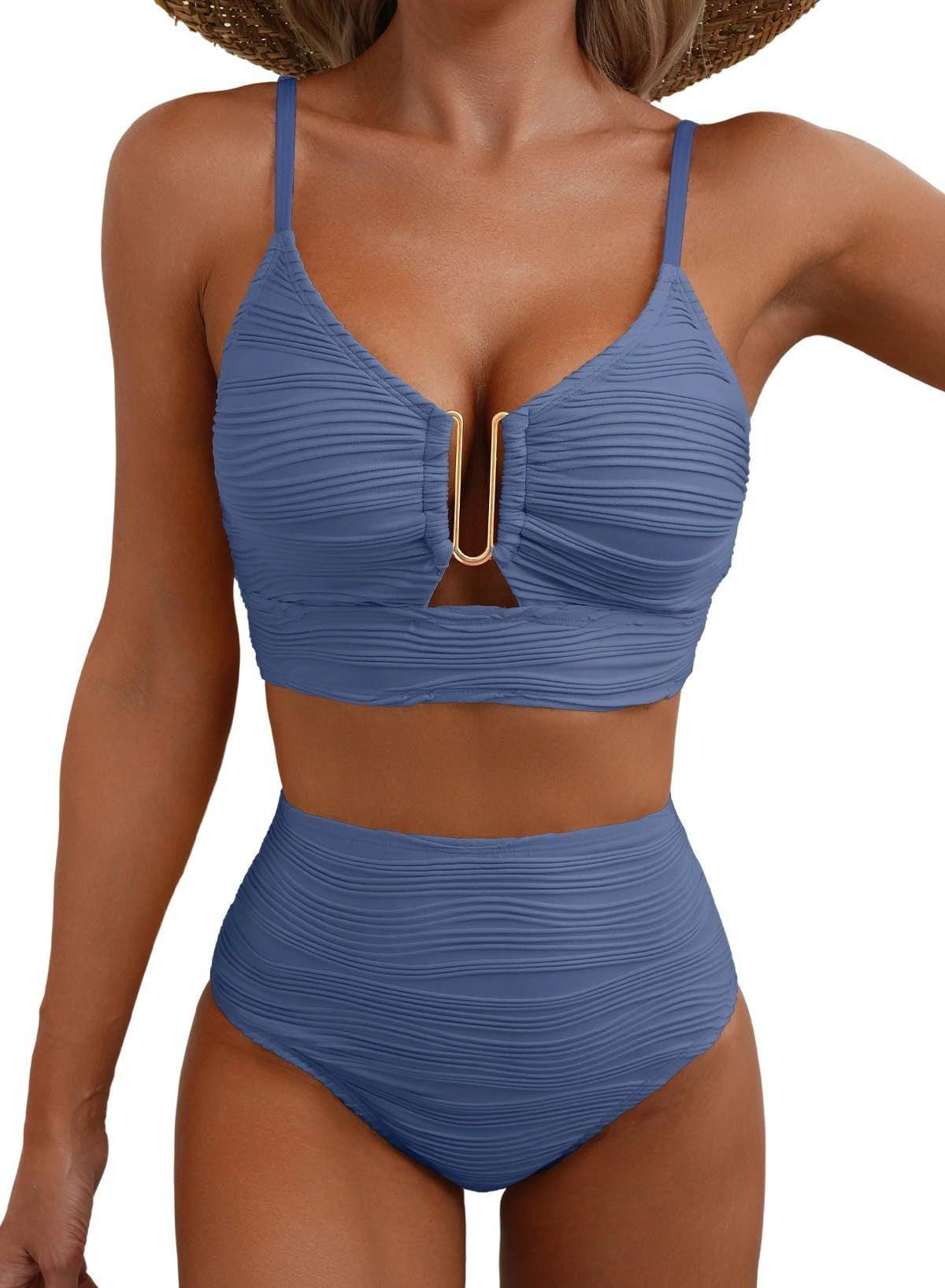 Women's Solid Color Gathering Swimsuit
