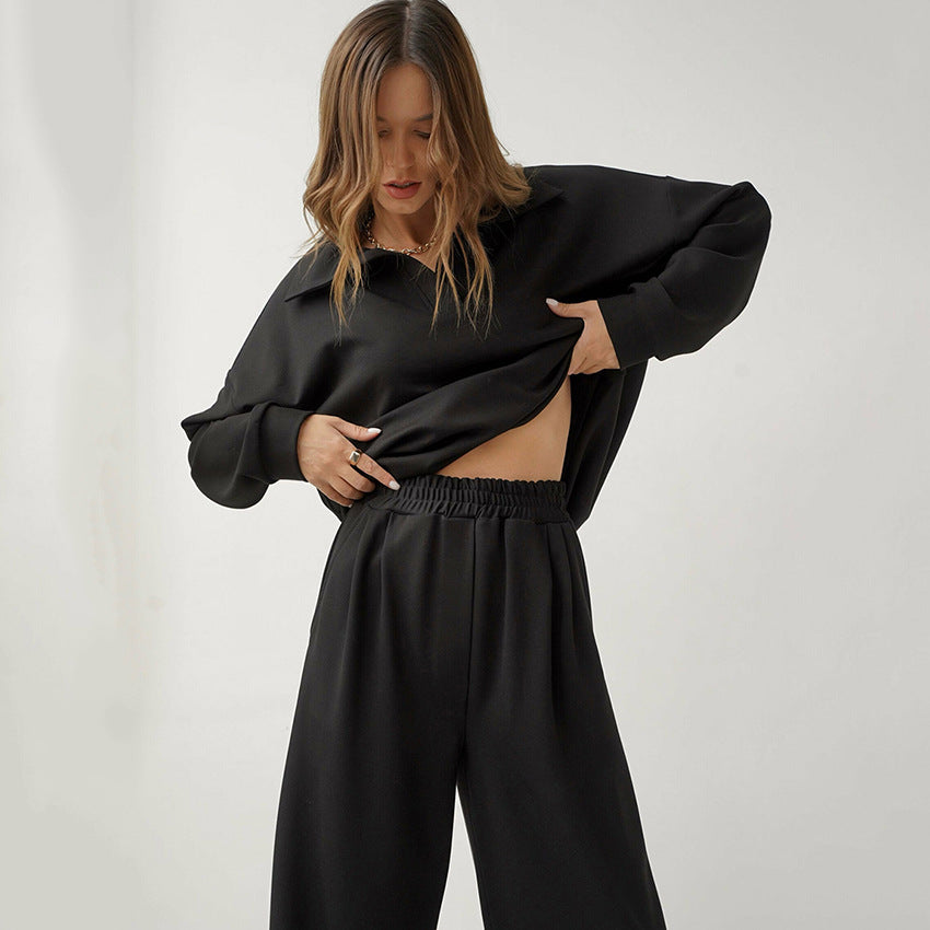 Women’s French Casual Two-Piece Suit – High-Waist Trousers Elegant Set