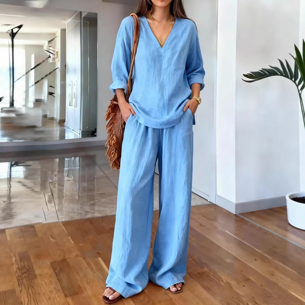 Long Sleeve Top & Full-Length Pants Two-Piece Set – 9 Colors S–3XL